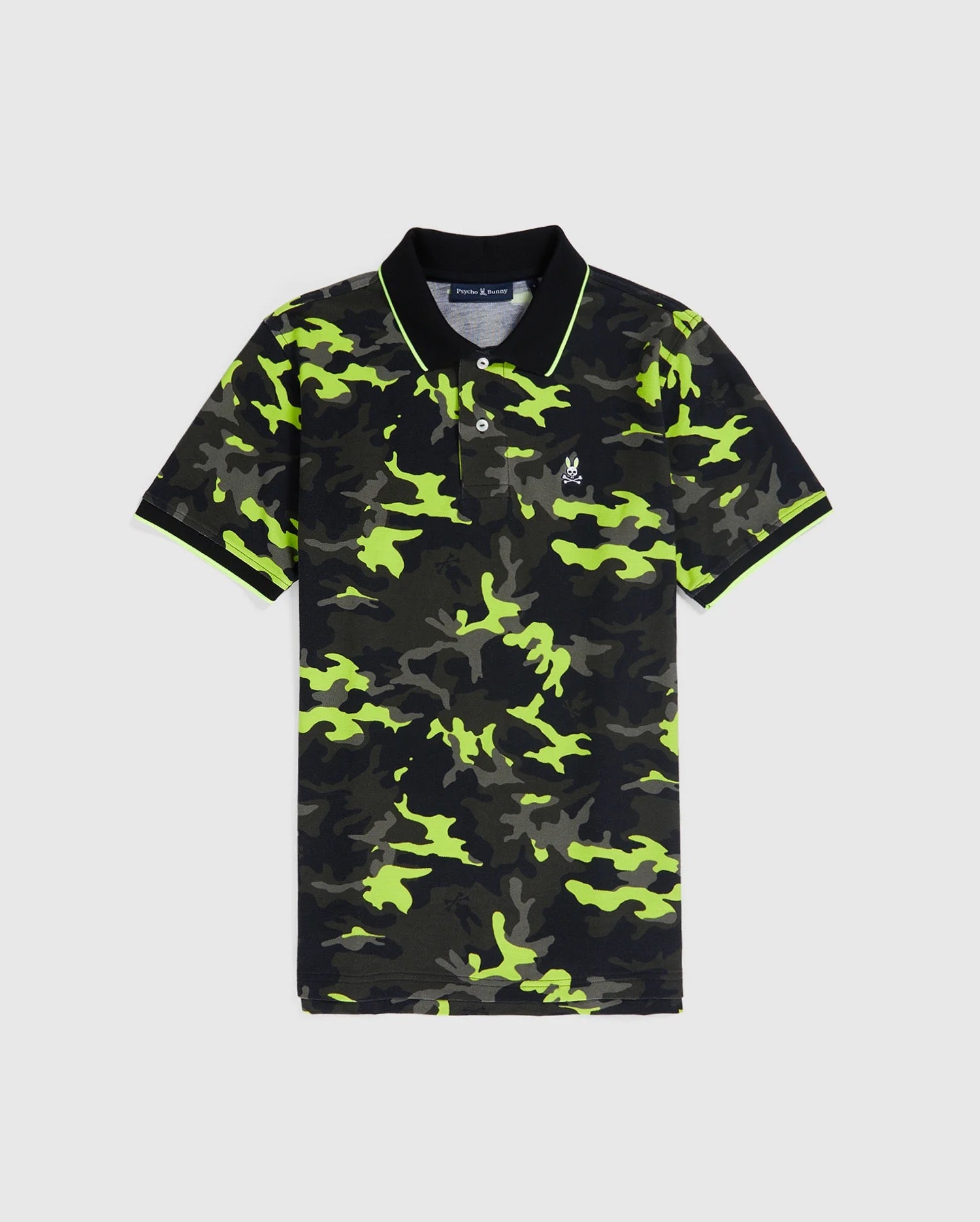 Psycho Bunny Mens Plano Pique Camo Polo - Black
