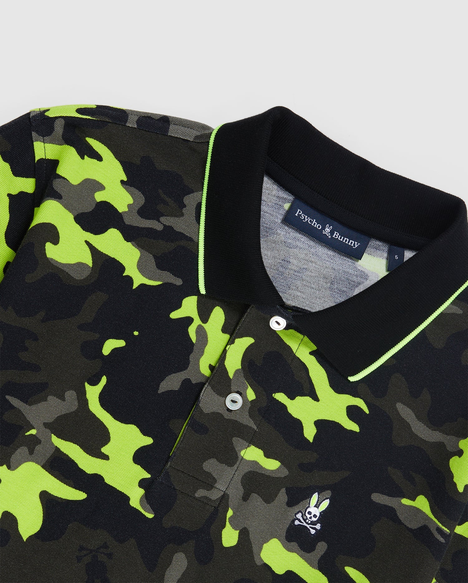 Psycho Bunny Mens Plano Pique Camo Polo - Black