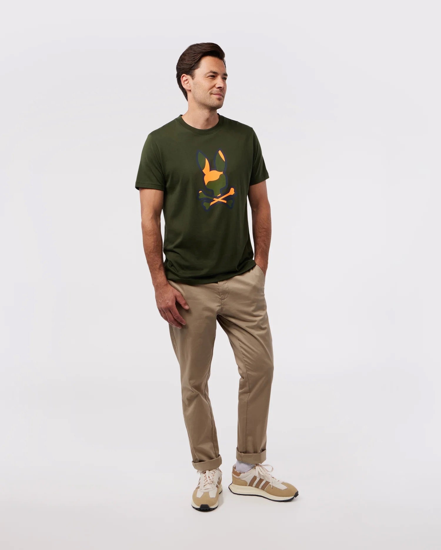 Psycho Bunny Mens Plano Camo Print Graphic Tee - Duffel Bag