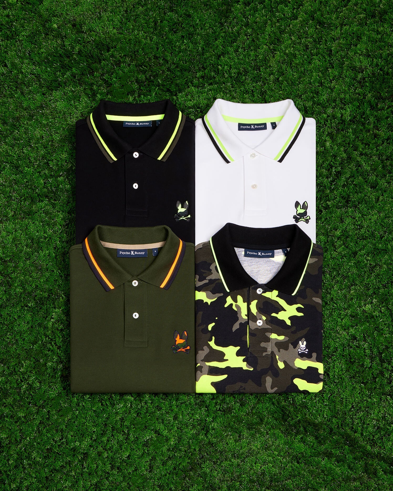Psycho Bunny Mens Plano Pique Camo Polo - Black