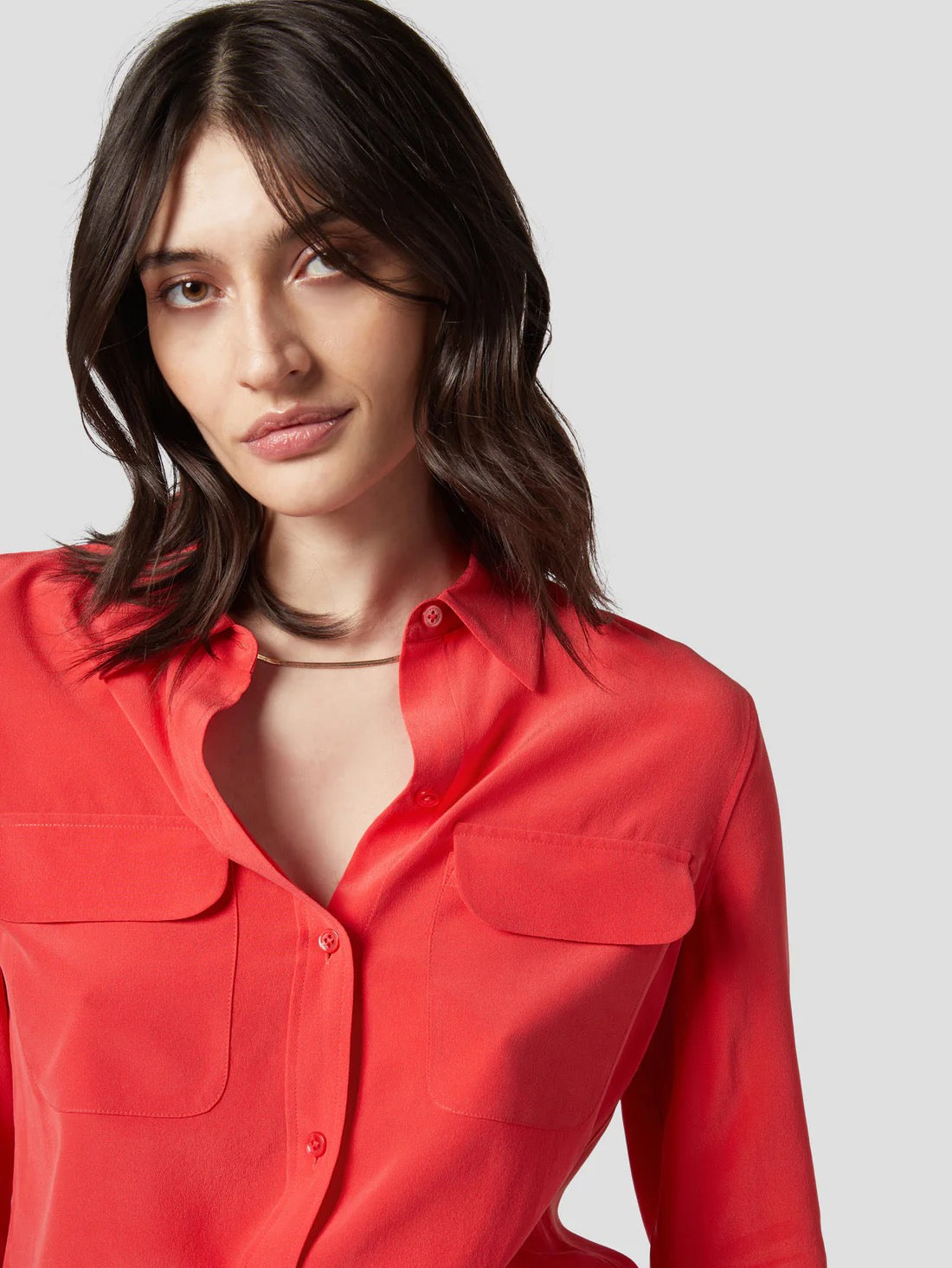 EQUIPMENT SLIM SIGNATURE SILK SHIRT - Hibiscus