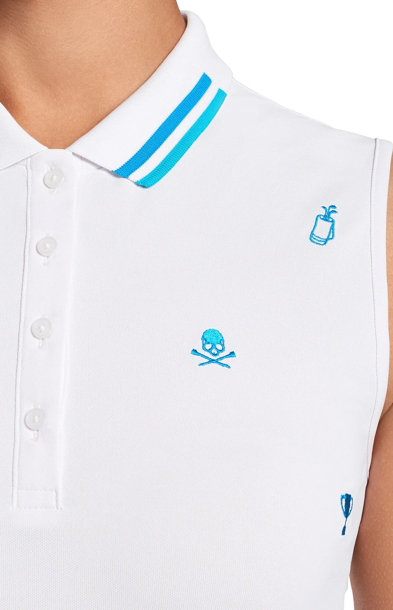Gfore Womens Embroidered Sleeveless Polo Shirt Snow