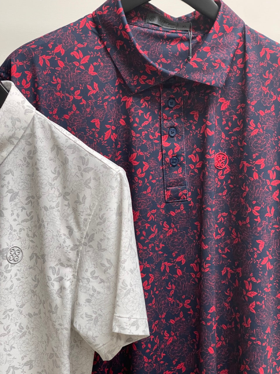 Gfore mens NEUTRAL FLORAL POLO