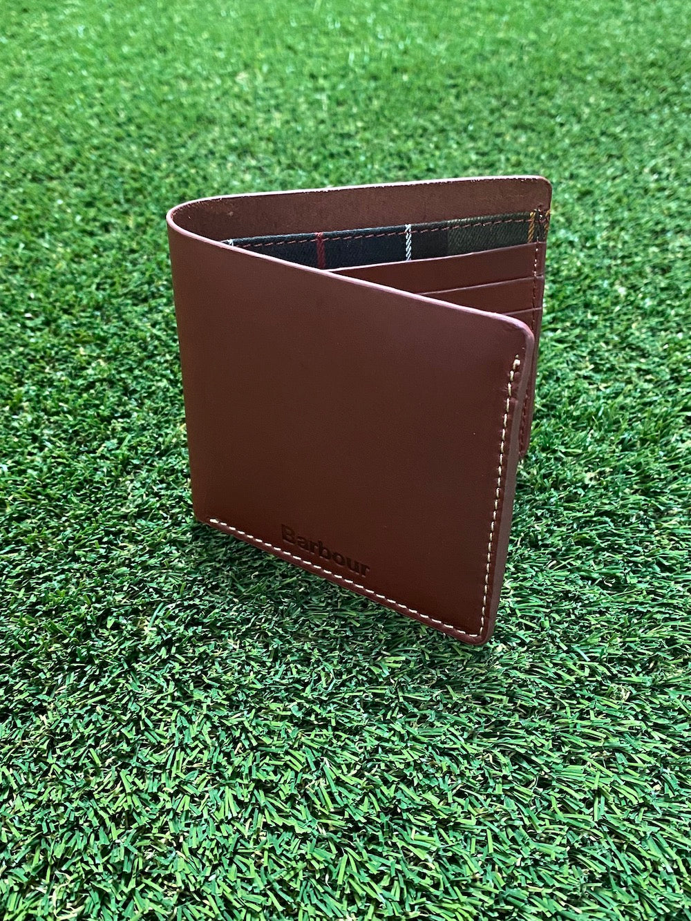 Barbour Hadleigh Leather Billfold Wallet - Chest nut