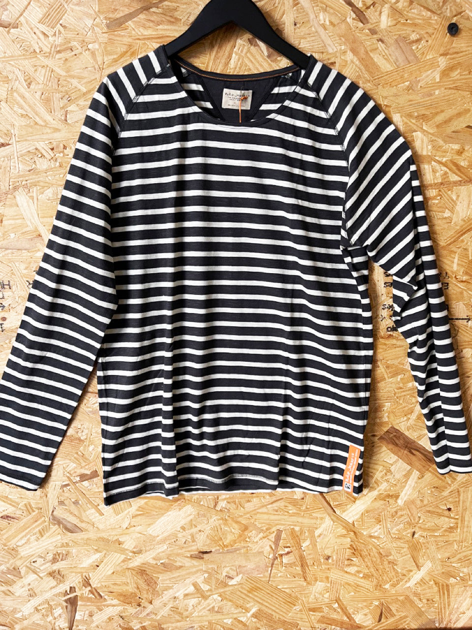 NUDIE JEANS MENS ORGANIC OTTO STRIPE LONG SLEEVE TEE SHIRT