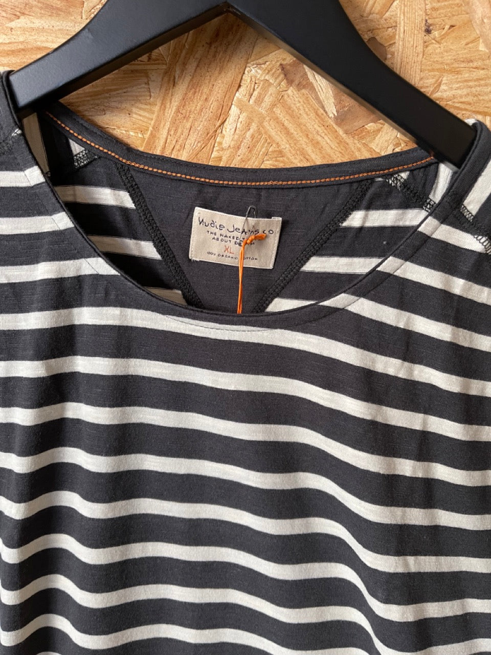 NUDIE JEANS MENS ORGANIC OTTO STRIPE LONG SLEEVE TEE SHIRT