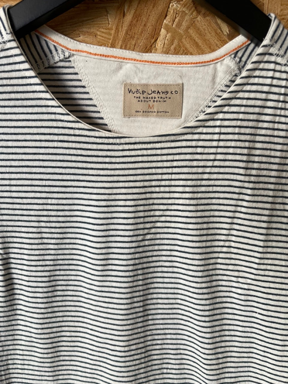 NUDIE JEANS MENS ORGANIC STRIPE LONG SLEEVE TEE SHIRT