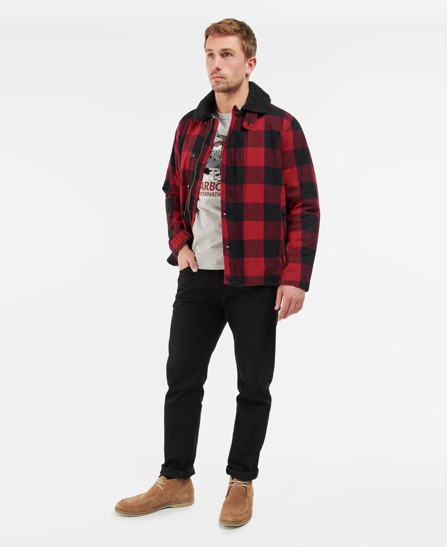 Barbour international red best sale jacket