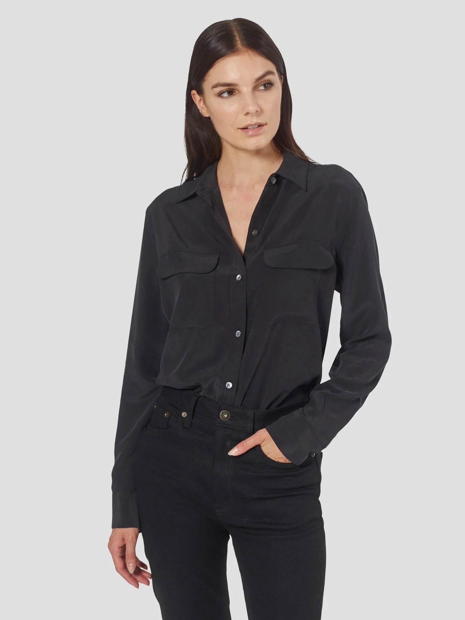 Equipment Signature Silk Shirt - TRUE BLACK