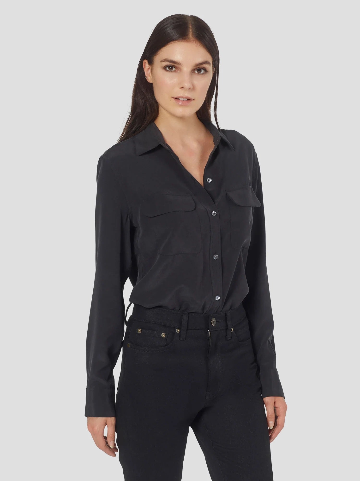 Equipment Signature Silk Shirt - TRUE BLACK