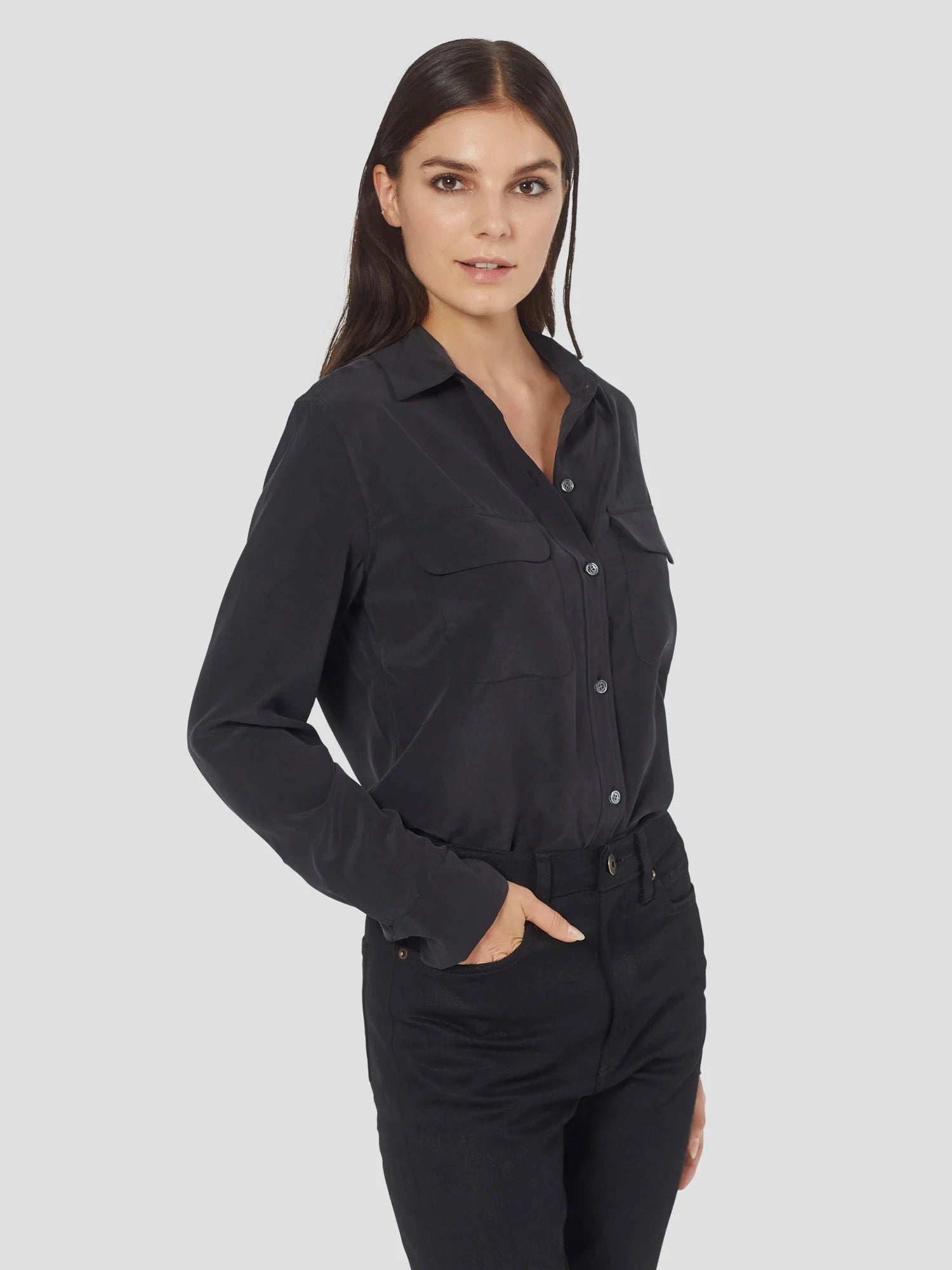 Equipment Signature Silk Shirt - TRUE BLACK