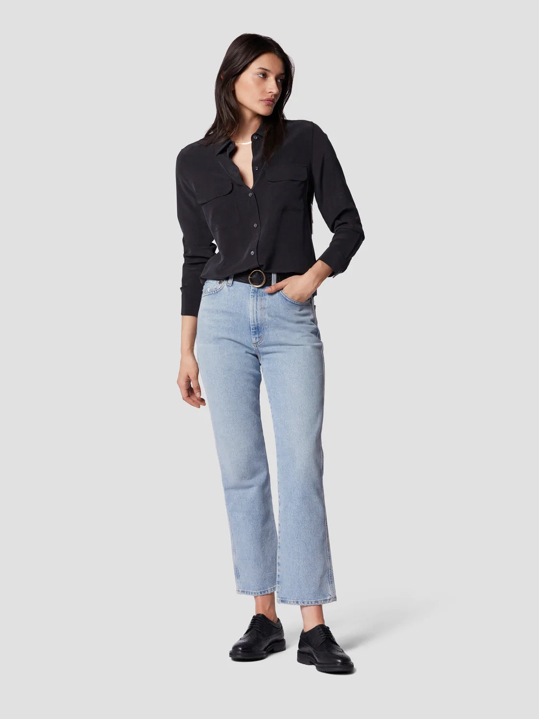EQUIPMENT Slim Signature Silk Shirt Blouse - TRUE BLACK