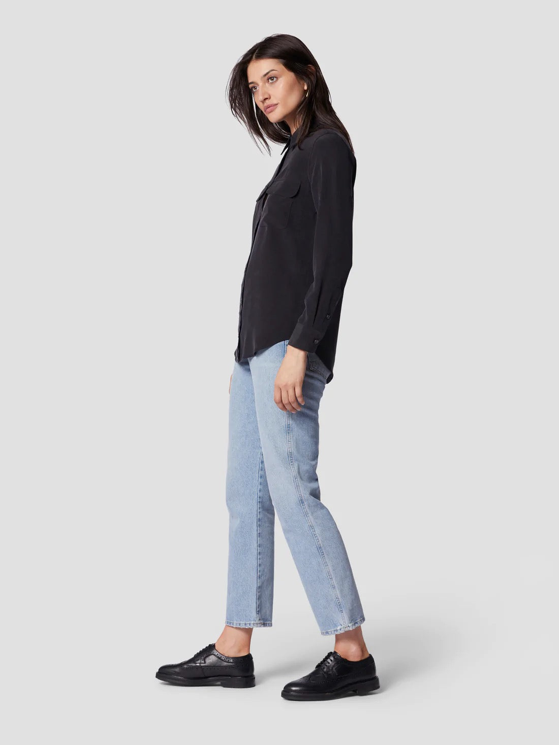 EQUIPMENT Slim Signature Silk Shirt Blouse - TRUE BLACK