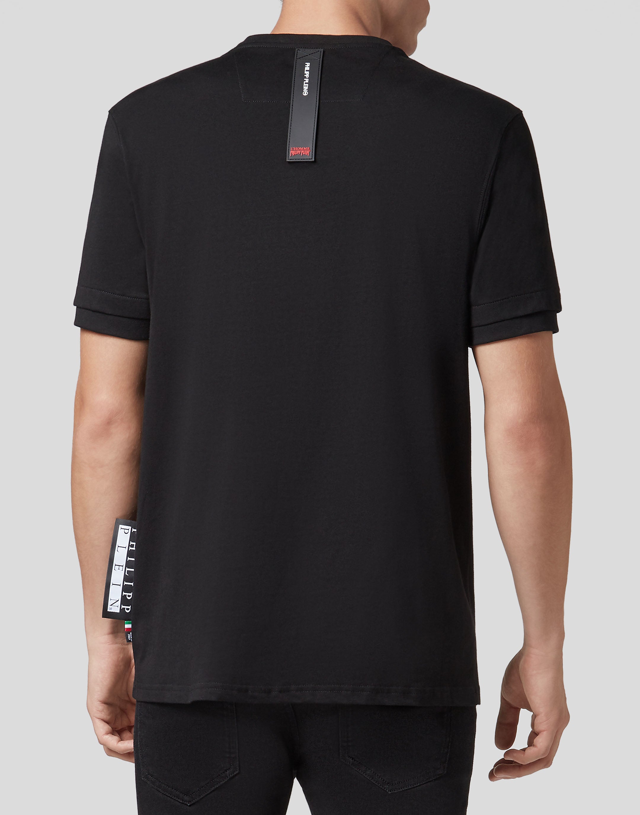 PHILIPP PLEIN T-SHIRT PLATINUM CUT ROUND NECK SKULL