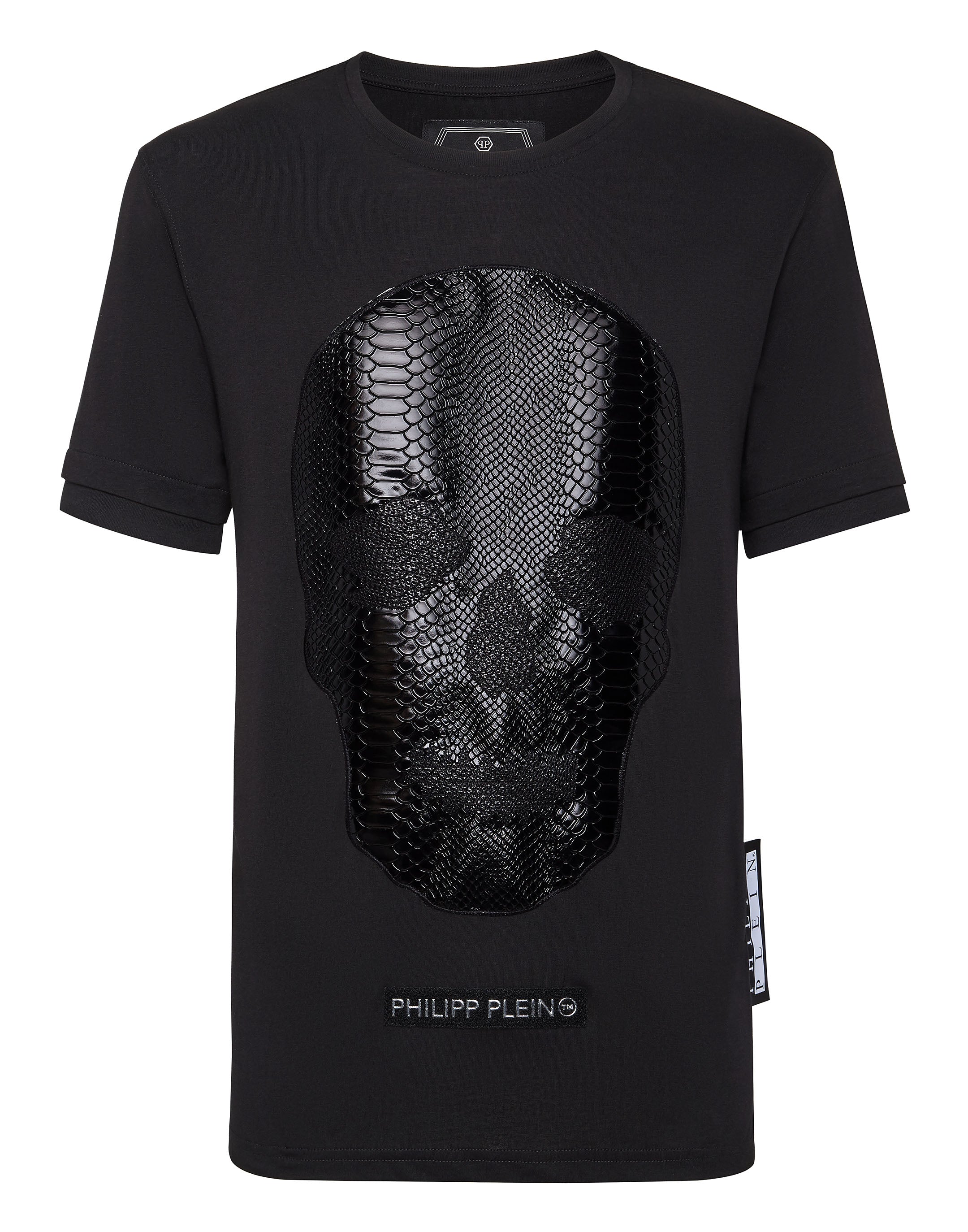 PHILIPP PLEIN T-SHIRT PLATINUM CUT ROUND NECK SKULL