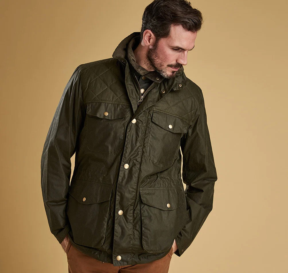 Barbour Men's CLAPHAM Wax Jacket - Olive