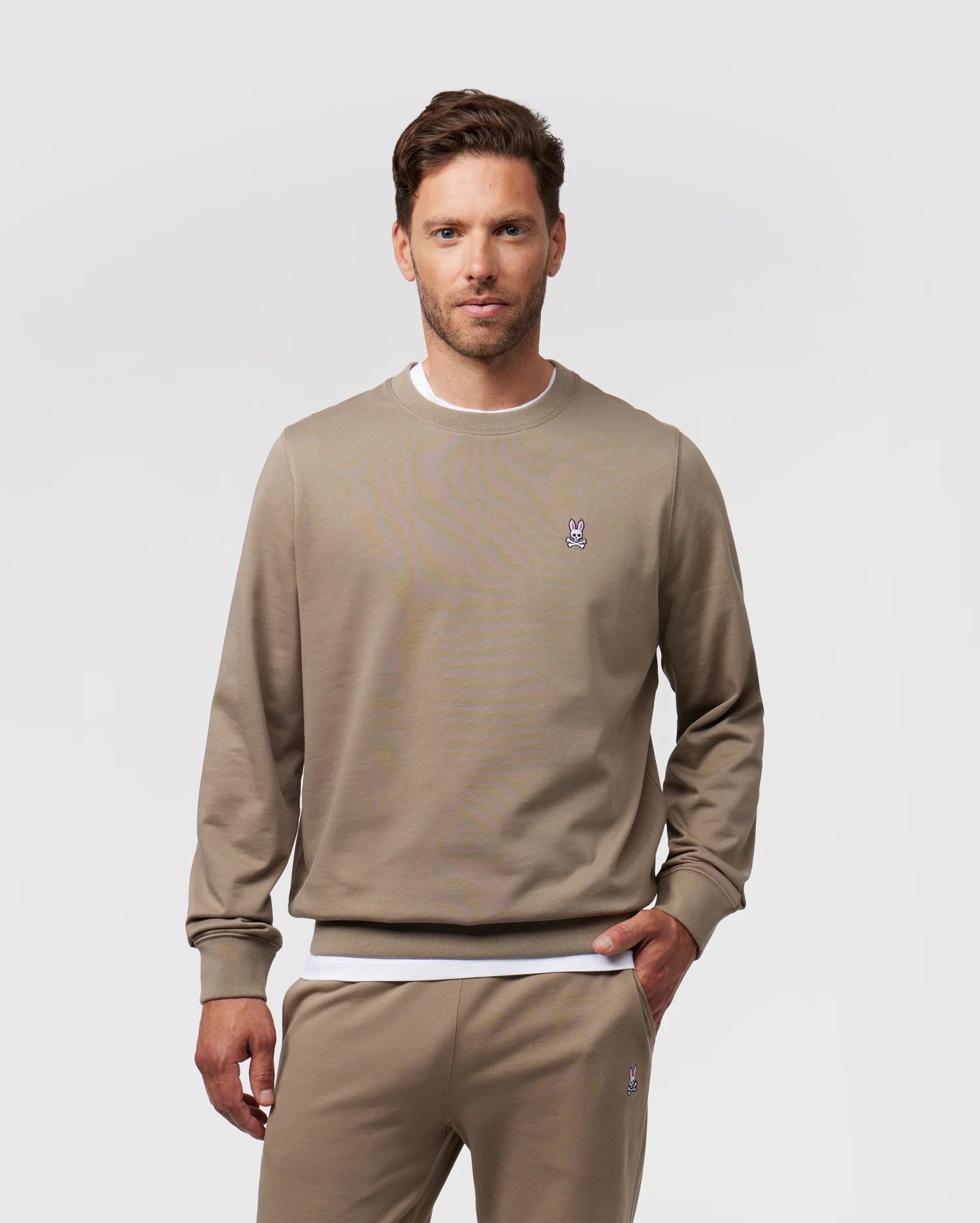 Psycho Bunny Mens Classic French Terry Sweatshirt - Antique Taupe