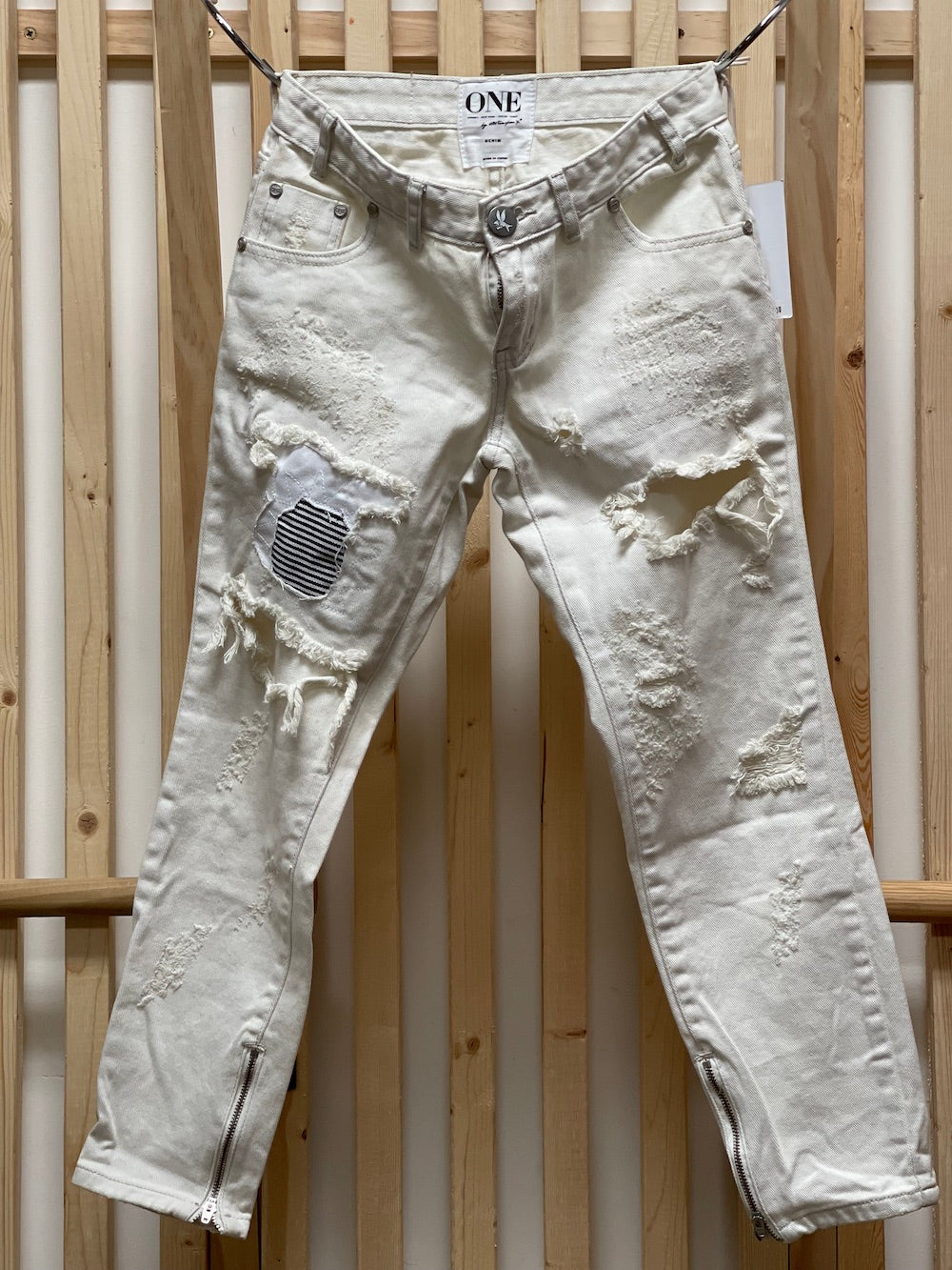 One Teaspoon Rodeo Blue Stevies Destroyed Long Jean Shorts Low Boyfriend Sz  24 | eBay