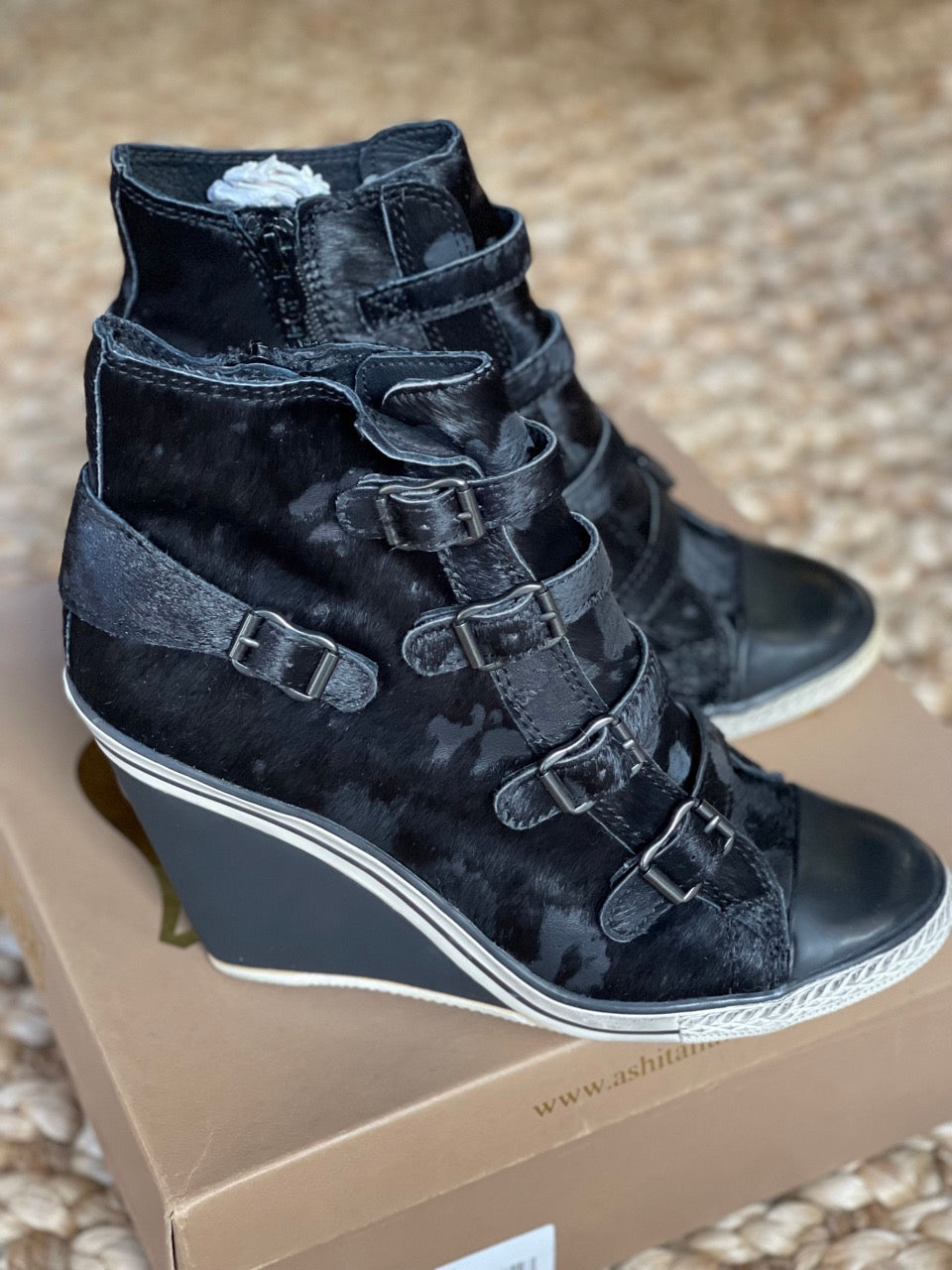 Ash Thelma Womens Wedge Sneaker Black