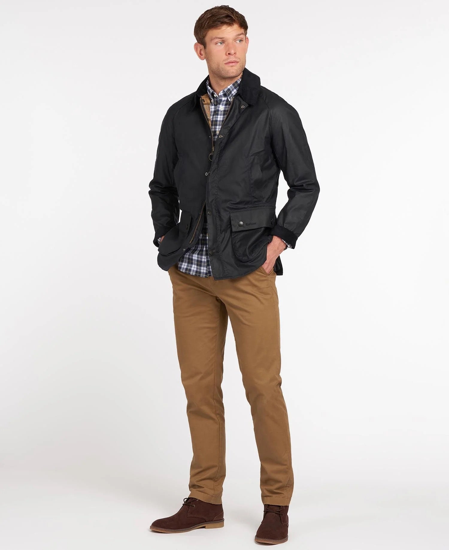 Barbour  Ashby Wax Jacket - Navy