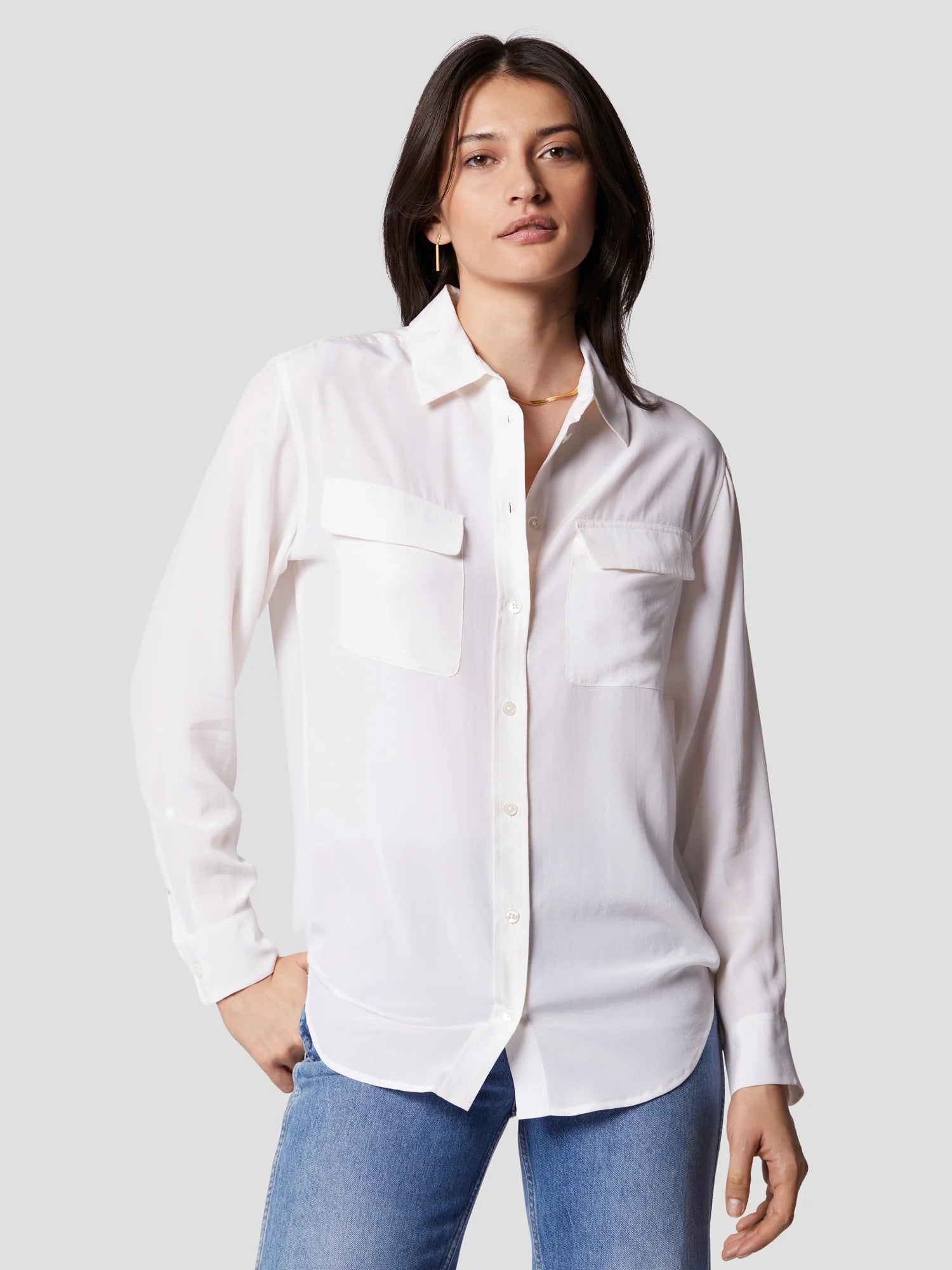 Equipment Signature Silk Shirt - BRIGHT WHITE